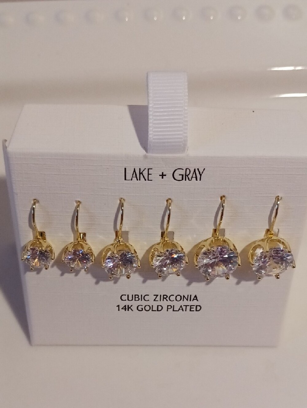 Lake & Gray 14K Gold Plated Cubic Zirconia Drop Earrings 3 Sets